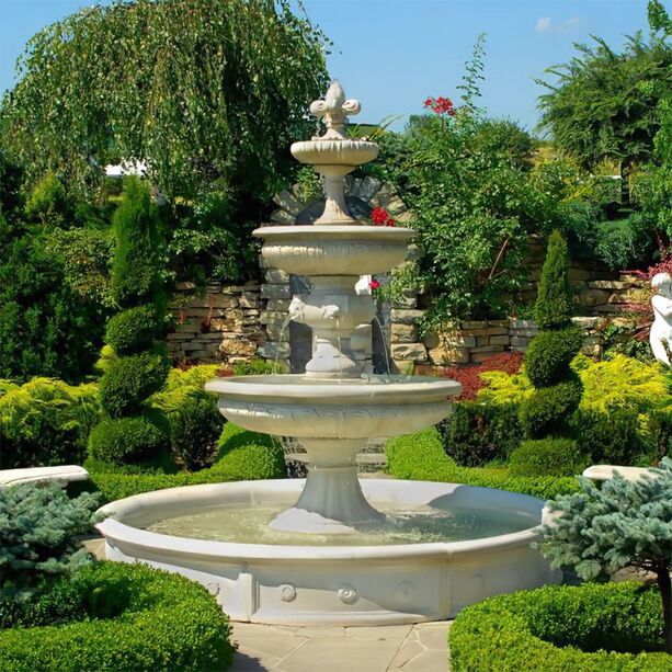 Einzigartiger Kaskaden Springbrunnen aus Steinguss fr den Garten mit Lwen Speiern - Piera