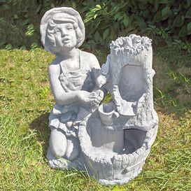 Dekorativer Gartenbrunnen aus Steinguss mit Pumpe -...