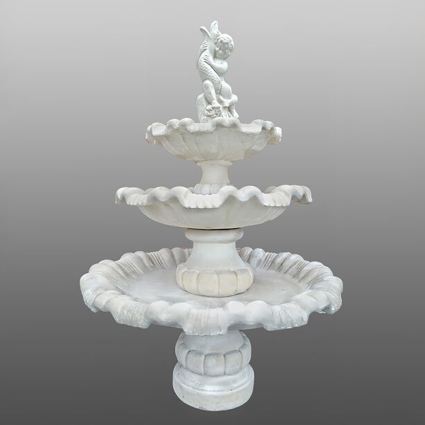 3-stufiger Kaskadenbrunnen mit Wasserspeier Skulptur - Junge fngt Fisch - Pescaro