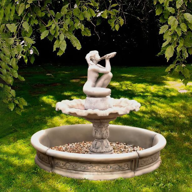 Kleine dekorative Brunnen Umrandung aus Steinguss fr Gartenfontnen - Circola
