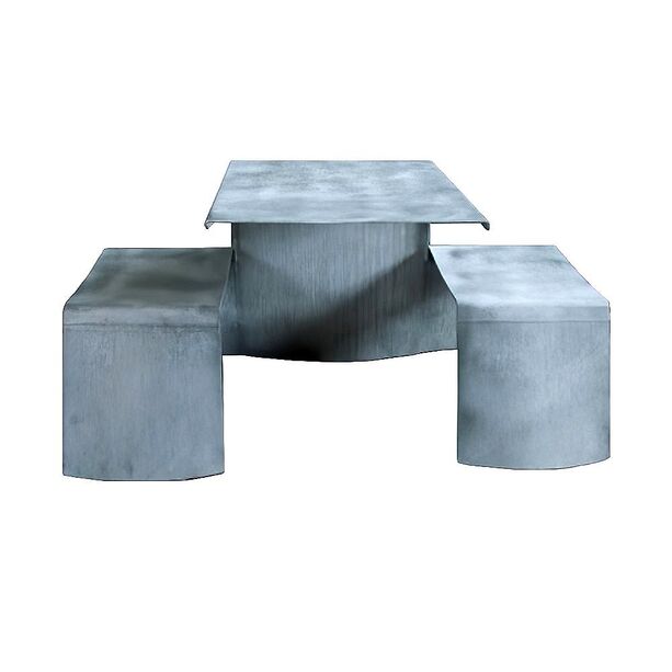 Besondere Sitzecke aus Faltblech - Tisch mit 2 Sitzen - Grau - Grimeralda