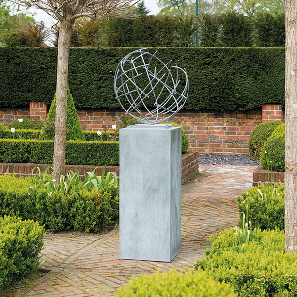 Metall Garten Sule fr Sonnenuhr & Skulpturen - Nimerena / 90x33x33cm (HxBxT) / Stahl galvanisiert