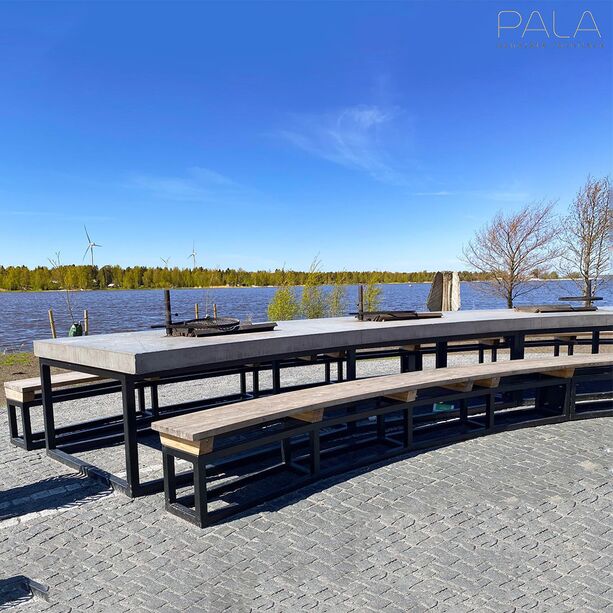 Wetterfester Outdoor Tisch aus Beton & Metall mit Barbecue Stellen fr den Park - Kokkola
