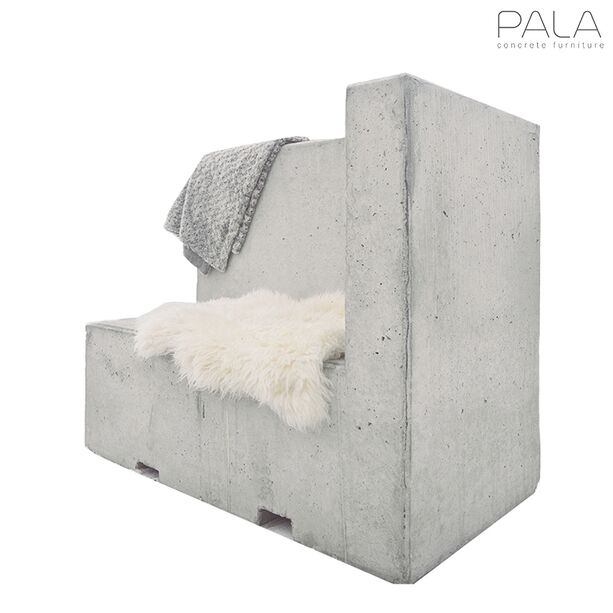 Wetterbestndige Sitzbank mit Armlehne aus Beton - Onni / ohne Sitzflche aus Holz