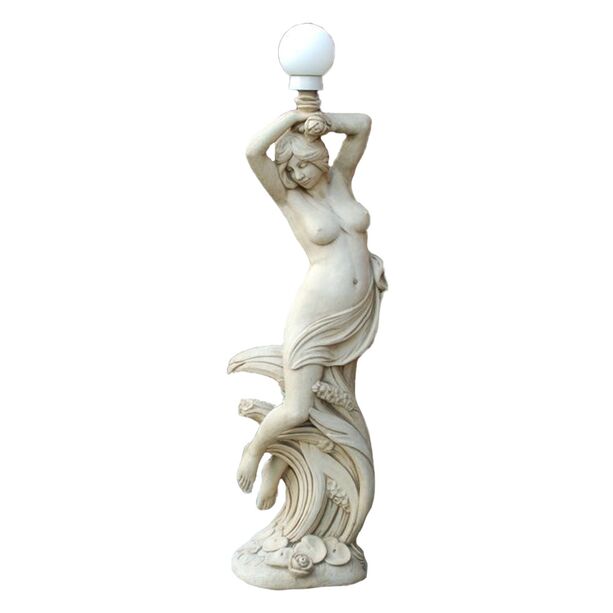 Steinguss Dekoskulptur - Frauen Aktfigur mit Gartenleuchte - Anastasia