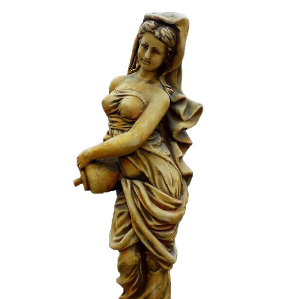 Griechische Steinguss Frauenskulptur mit Krug als Wasserspeier - Lisia