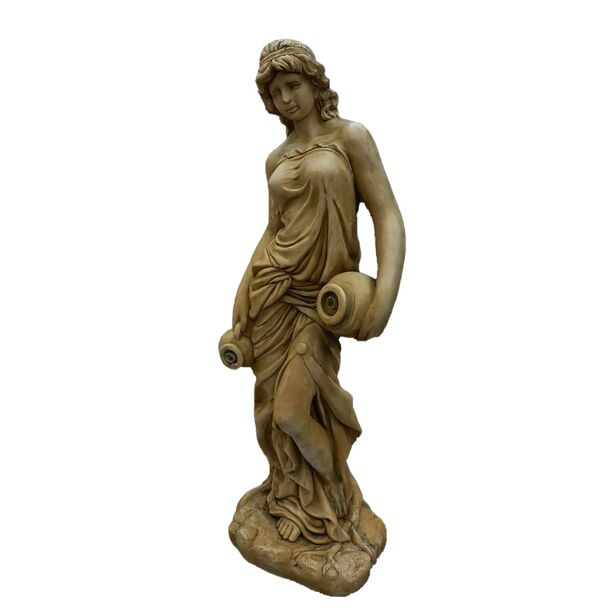 Steinguss Frauenskulptur mit Krügen als Brunnen Figur - Chrysotania