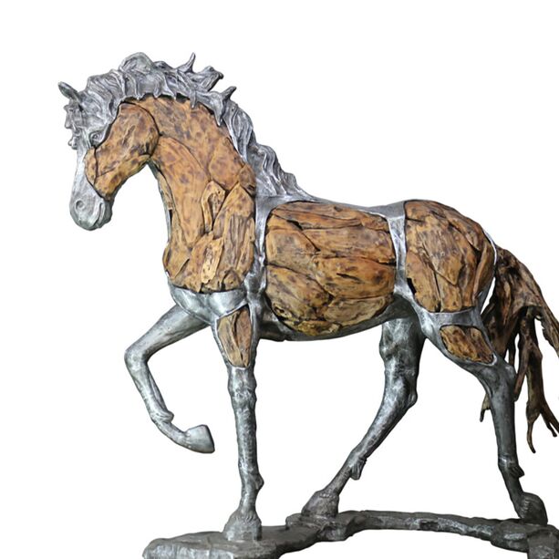 Einzigartige Pferde Figur aus Teak und Aluminium - Nikora