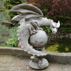 Eindrucksvoller Steinguss Drache fr die Gartendekoration...