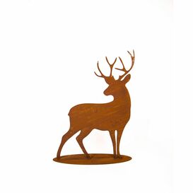 Imposante Hirschfigur aus Metall in Edelrost Optik -...