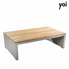 Schlichter Tisch mit Teakholz Platte und Metall - Bango...