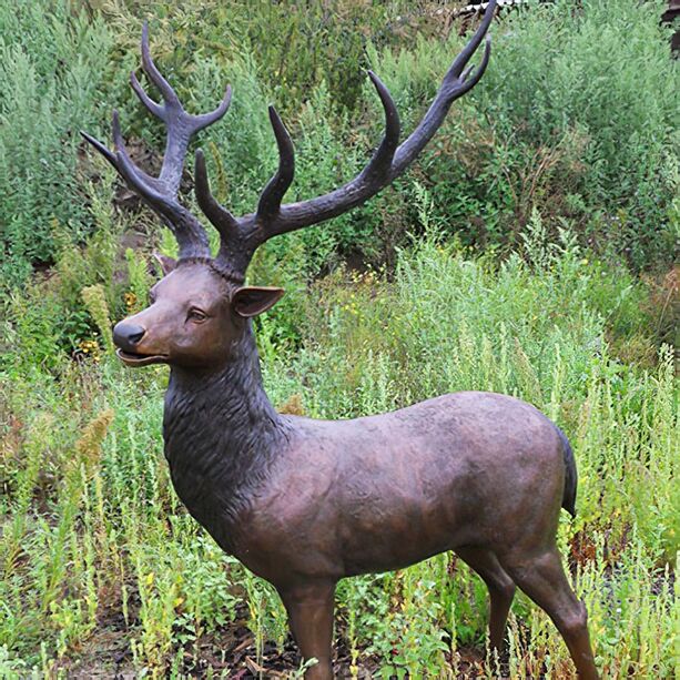 Groe Skulptur & Statue mit Hirsch - Zwlfender