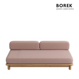 Elegantes Loungesofa aus Teakholz mit Polster in warmem...