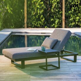 Moderne Sonnenliege mit Rollen und Polster - Kazoku...