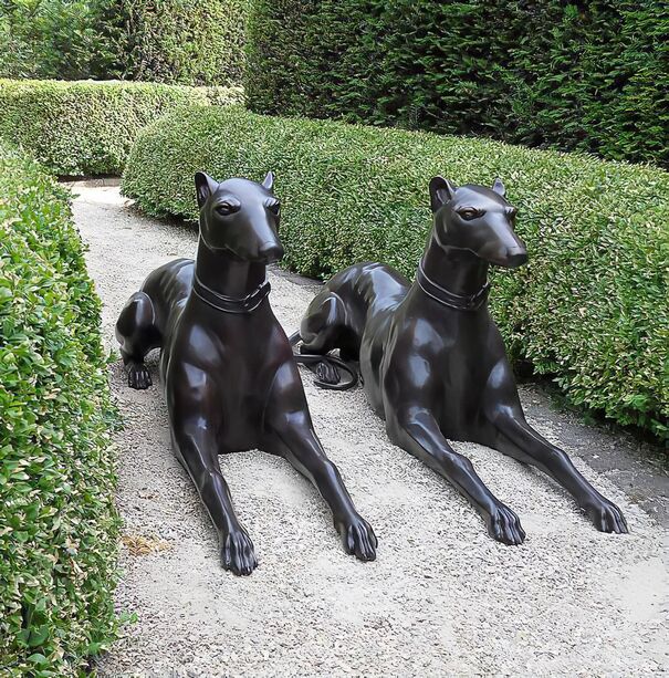 Große Bronze Hundefiguren für den Garten - Endy & Easgan
