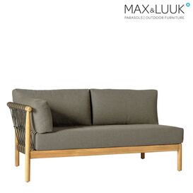 Gartensofa mit Armlehne - graue Polster auf Teak Rahmen - Valente Sofa / rechts