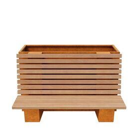 Corten Sitzbank mit Pflanzk�bel f�r moderne Stadtparks &...