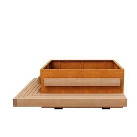 Zeitloses Stadtm�bel: quadratische Pflanzbank aus Corten...