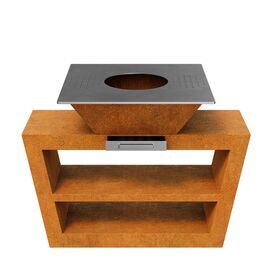Stilvolle Cortenstahl Outdoor K�che mit Grillplatte