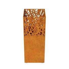Hoher Cortenstahl Feuerkorb mit Laser-Cut Optik