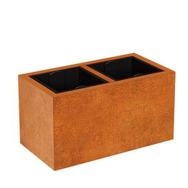 Corten Doppel Pflanzk�bel mit Kunststoffeinsatz modernes...