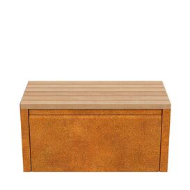Moderne Corten Sitzbank mit Holzlatten
