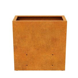 Gro�er eckiger Metall Blumentopf in Rostoptik