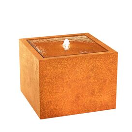 Eckiger Cortenstahl Brunnen modernes Wasserspiel mit...