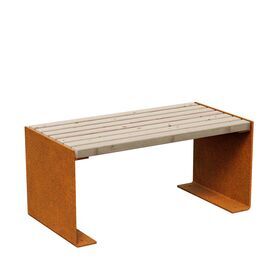 Cortenstahl-Bank mit Holzsitzfl�che aus Fichte f�r...