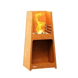 Corten Gartenkamin im schlanken Design moderne Feuers�ule...