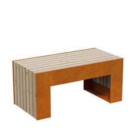 Nat�rliche Kombination: Outdoor Bank aus Corten & Fichte