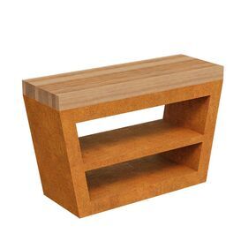 Beistelltisch aus Corten und Holz modernes Outdoor-Mobiliar
