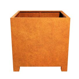 Moderner Corten Pflanzk�bel im W�rfelformat mit F��en