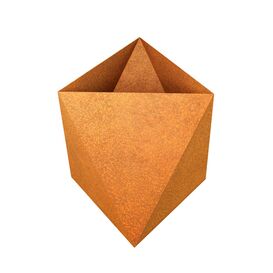 Geometrischer Corten Pflanzk�bel mit nat�licher Rostpatina