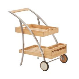 Servierwagen aus Edelstahl & Teak platzsparend klappbar &...