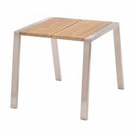 Premium Beistelltisch aus Edelstahl & Teakholz modern,...