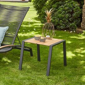Outdoor Beistelltisch aus Edelstahl & Premium Teak modern...