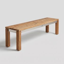 Massive Gartenbank aus recyceltem Teakholz & Edelstahl...