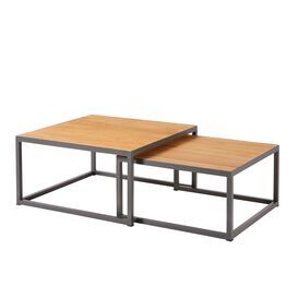 Eckiges Outdoor Loungetisch Set aus Metall und Holz
