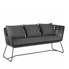 Stilvolle Lounge Bank mit Rope-R�cken - Edelstahl-Gestell...