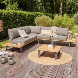 Premium Lounge-Set 250x250cm aus Aluminium & Teakholz...