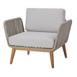 Exklusiver Sessel Hellgrau Aluminium, Rope & Teak f�r...