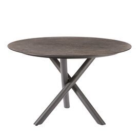 Runder Outdoor Esstisch dunkles Edelstahlgestell &...