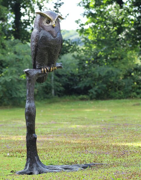 Schöne Deko Bronze Figur mit Eule - Hedwig
