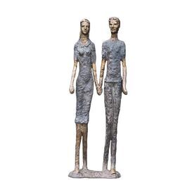 Bronze Paar Gartensttatue - H�nde haltend - Spazierende