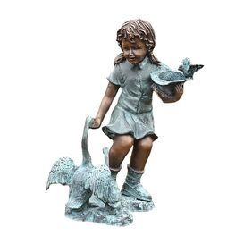 M�dchen mit G�nse - Bronzeskulptur - Vogelm�dchen