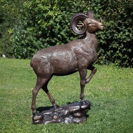 Lebensgro�e Mufflon Tierfigur aus Bronze f�r den Garten -...