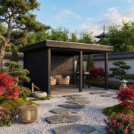 Stilvolles Premium Terrassendach 388x350cm aus Holz -...