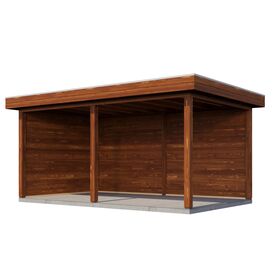XXL Premium Holz-Veranda 488x300cm mit Flachdach -...