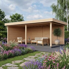 Exklusives Premium Terrassendach 588x350cm aus Holz in...